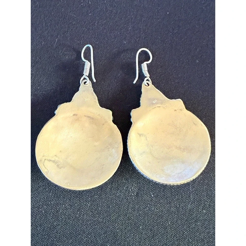 925 Silver Tribal Turquoise And Coral Earrings‎ Handcrafted with History